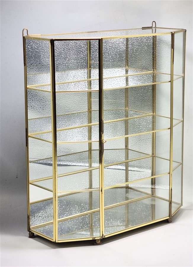 Vitrine vintage en laiton et verre