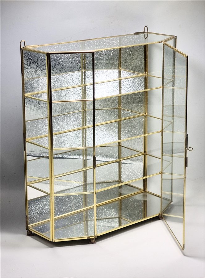 Vitrine vintage en laiton et verre